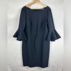 FRASCARA Black Bell Sleeve Midi Sheath Dress‎ Plus Size 18 Event Wedding Classic
